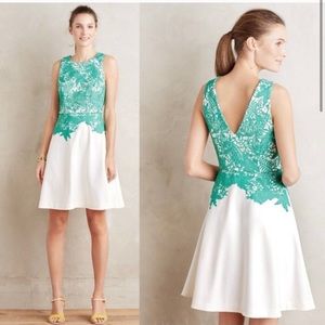 Anthro Moulinette Souers Green Lace White Dress